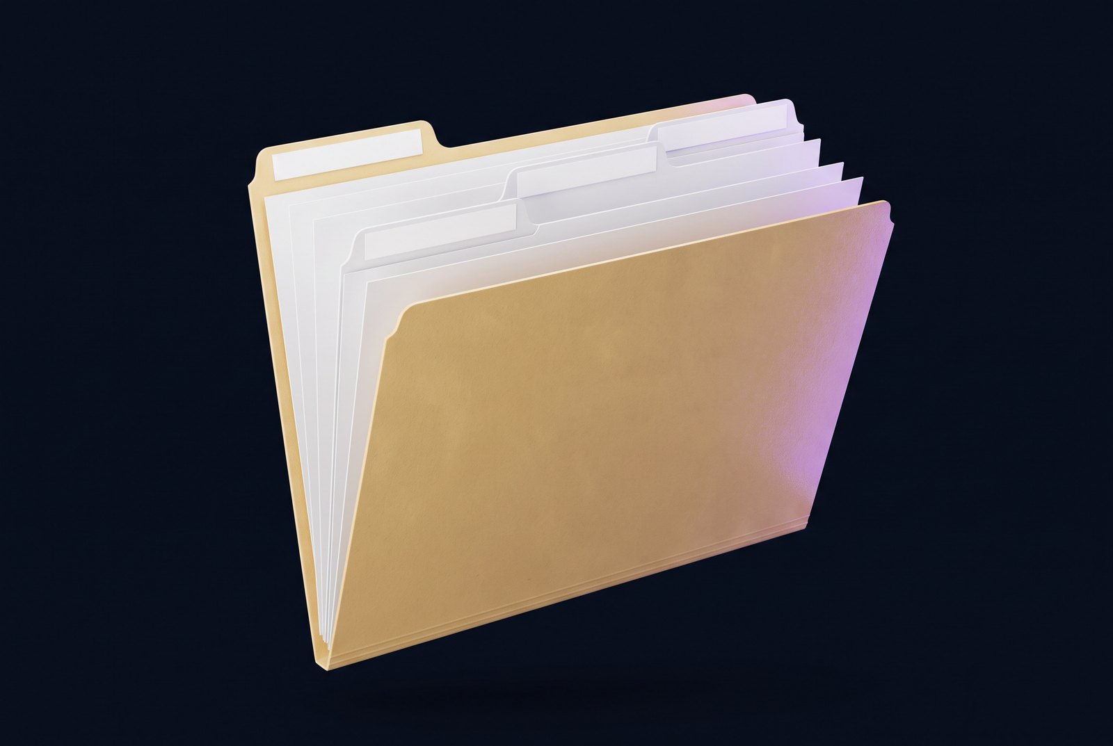 An open manila folder labeled memory, holding five markdown files: MEMORY.md in front, then credit-policy.md, never-release.md, history.md, and lessons.md.